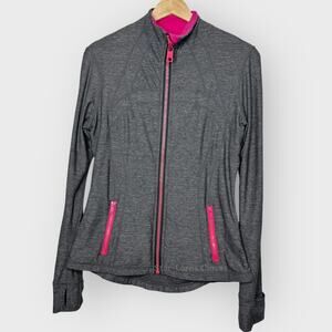 Lululemon Define Jacket 10 Rulu Heather Gray Pink Ultra Soft Gym Running Pilates